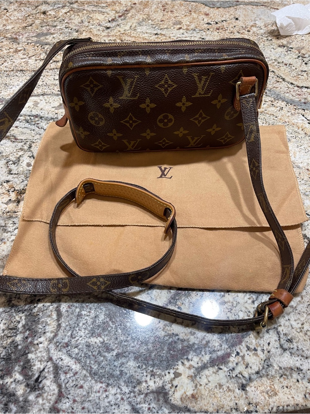 1987 Louis Vuitton Monogram Marly Bandolier Canvas Crossbody